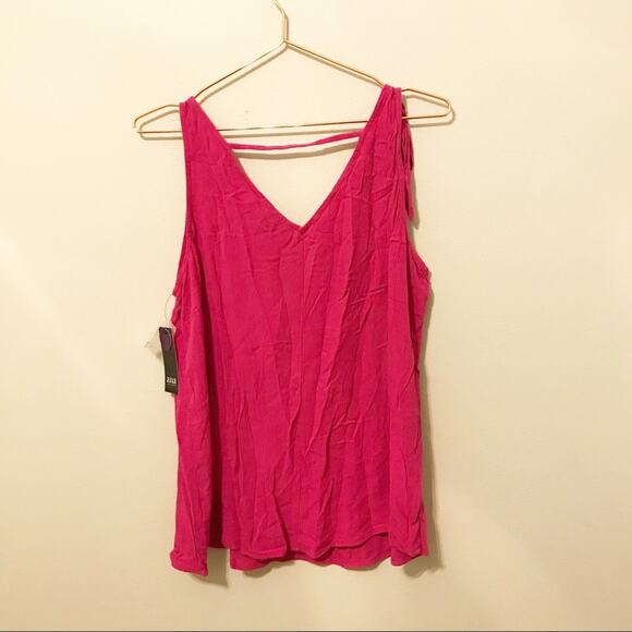 a.n.a v neck pink tie sleeve blouse size medium NWOT - Picture 2 of 6